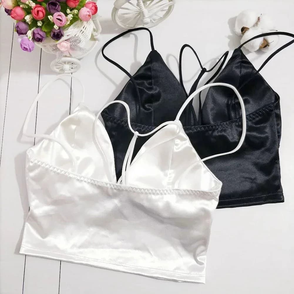 Fashion Casual Tank Top Camisole Mujer Sexy Corset Woman Clothes Ladies Ice Silk Bra Club Y2k Crop Tops Women Push Up Bustier