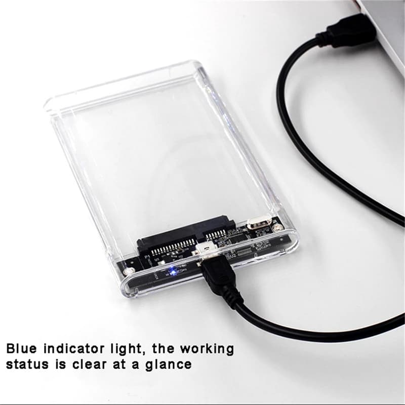 Transparent HDD Case HDD Enclosure 2.5 Inch SSD SATA To USB Type-C Adapter Portable External Hard Drive Box Tool-Free