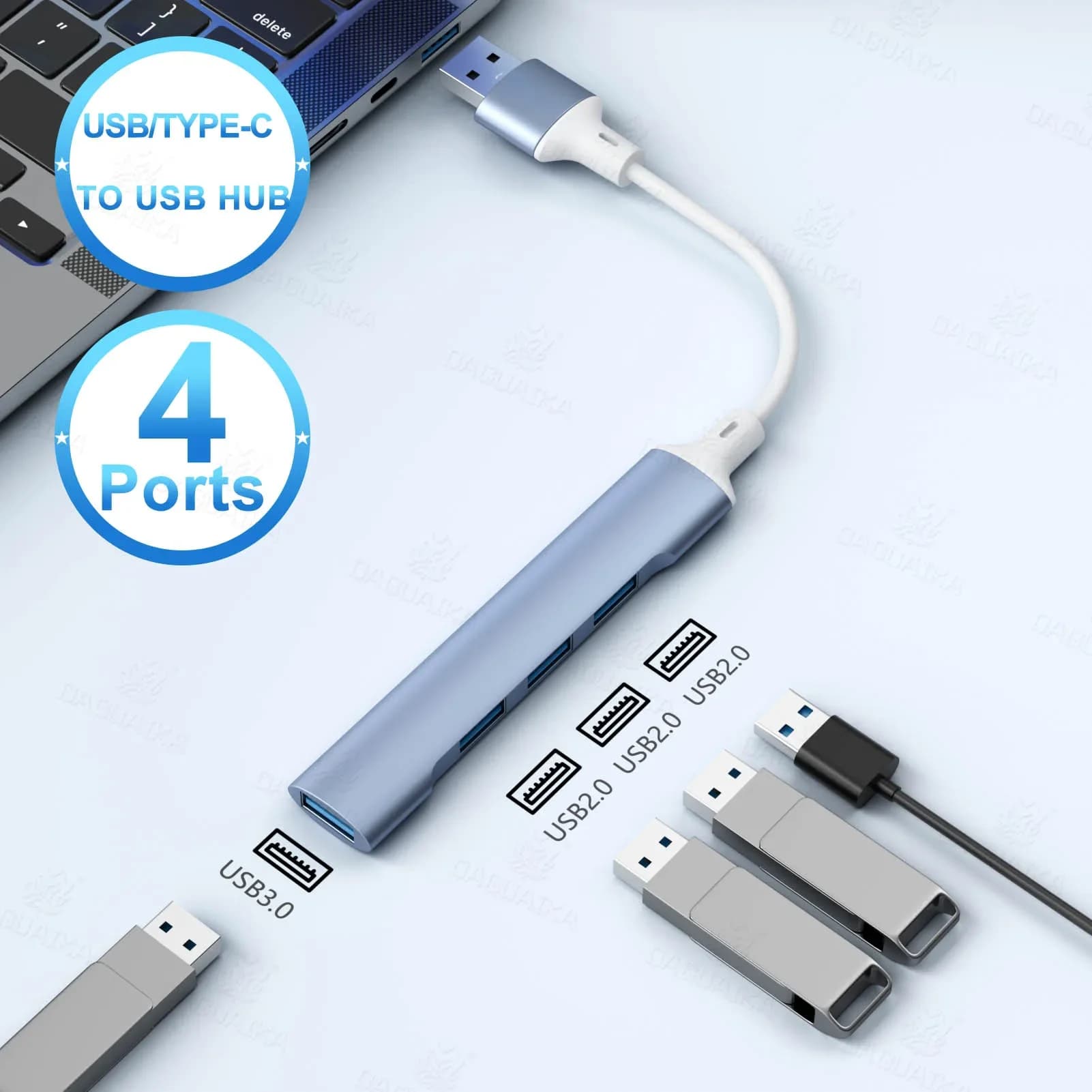 4 Port USB 3.0 Hub USB Hub High Speed type c Splitter 5Gbps For PC Computer Accessories Multiport HUB 4 USB 3.0 2.0 Ports