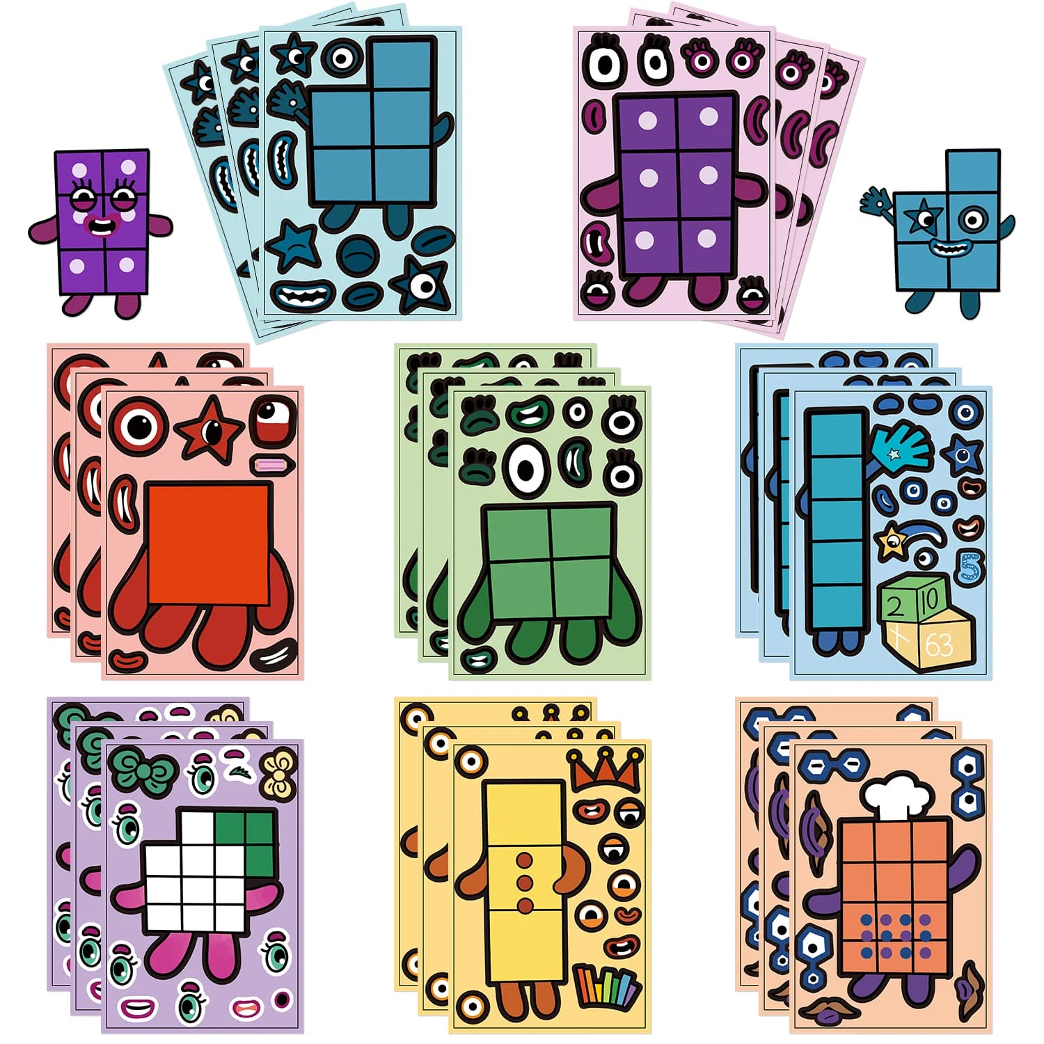 8/16PCS Block Creative Building Blocks Puzzle Stickers Fun Phone Cases Laptop Luggage Waterproof Stickers
