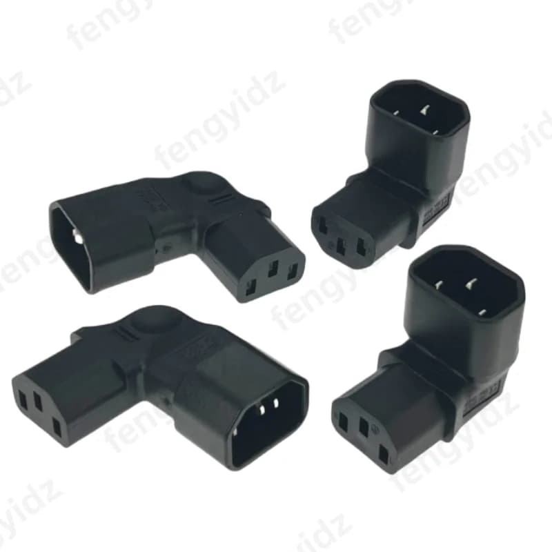 IEC 320 C14 to C13 Left Right Angle AC Adapter IEC 3Pole IEC 320 3pin Male to Female extend 90 Degree Down Up Angle AC converter