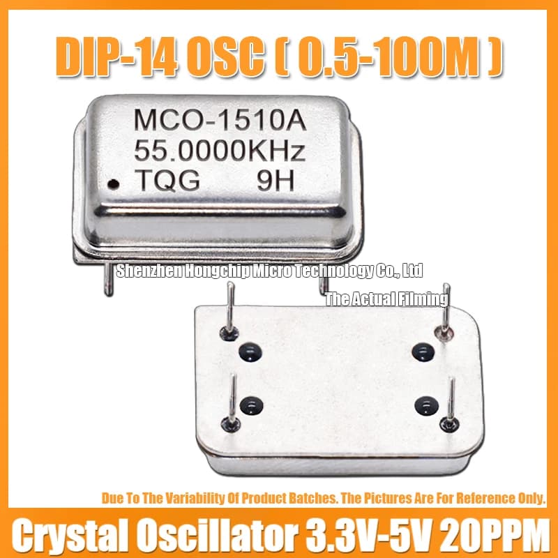 (2PCS) DIP-14 55K 55KHZ 55.000KHZ Rectangular Full Size Active Crystal Oscillator 3.3V-5V-Compatible 15PF 20PPM