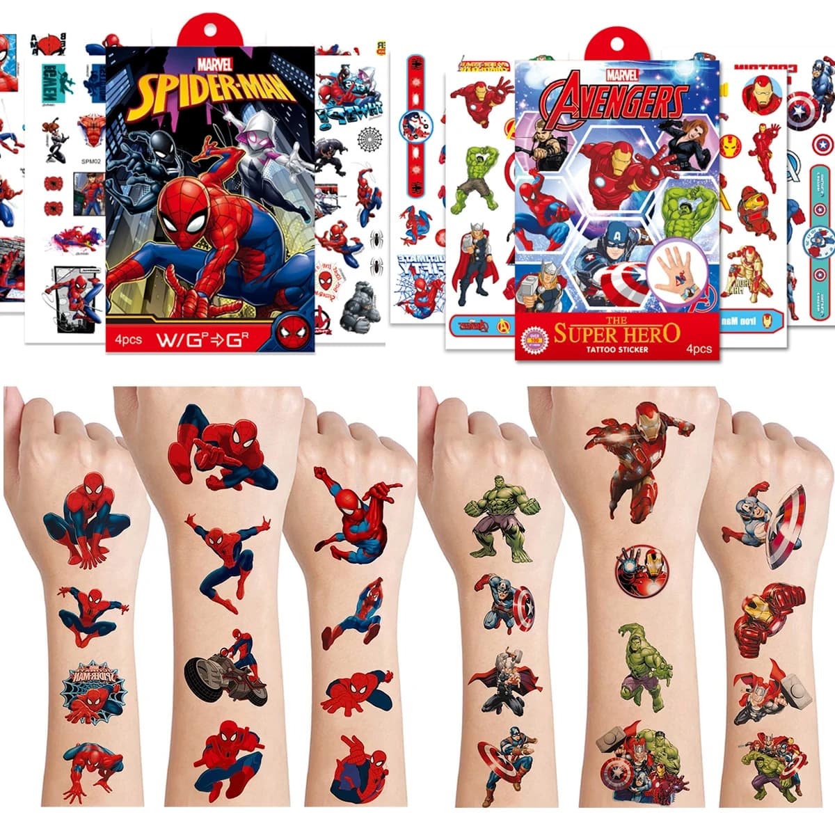 4Pcs/set Disney Avengers Tattoo Stickers Waterproof Original Princess Sofia Sticker Birthday Party Supplies Decoration Gifts