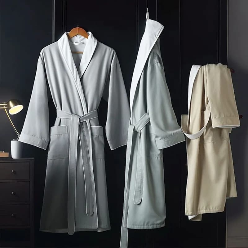 Couple 5 Star Hotel Bathrobe Autumn Long Sleeve Turn Down Collar Women Dressing Gown Luxury Kimono with Sashes for Female