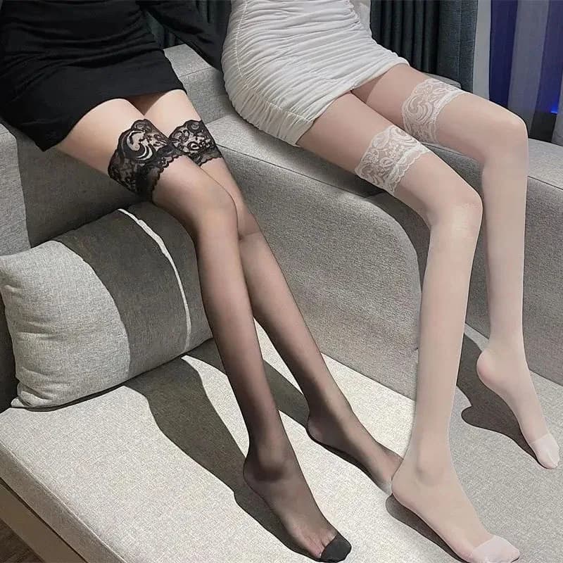 Lolita Bowknot Thigh High Stockings Sweet Over Knee Socks Lace Mesh Women Legging Female Punk Hollow Fishnet Pantyhose Hosiery
