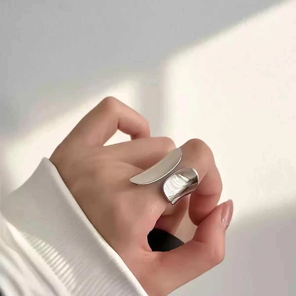 Foxanry Minimalist Retro Cuffs Fashion Creative Sleek Geometric Men's and Women's Open Rings Suitable For Everyday Jewelry Gifts