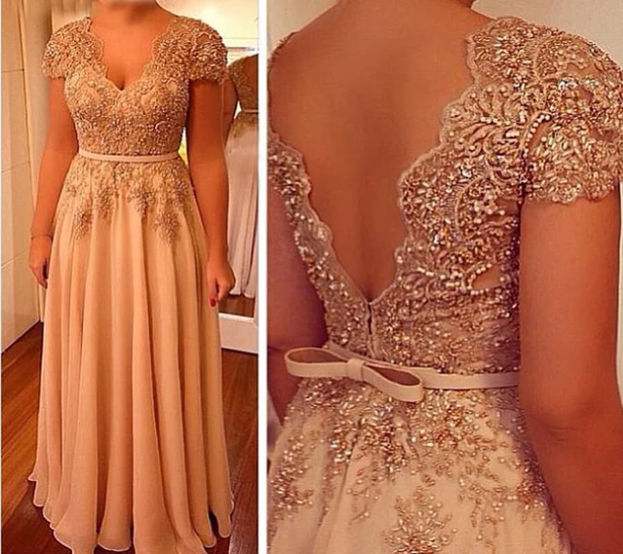 Mother Of The Bride Groom Dresses For Wedding 2021 Short Sleeves V-Neck Beading Bodice Sash Chiffon Vestido De Madrinha Farsali