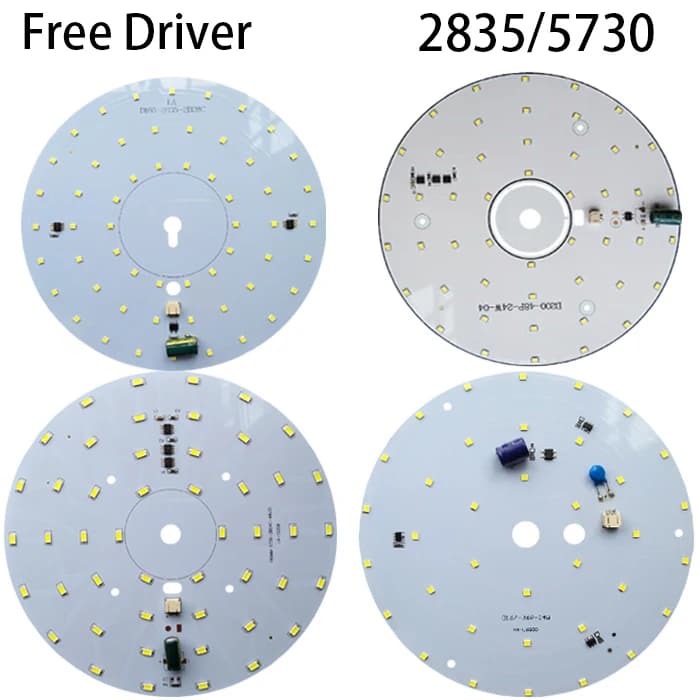 18W 24W 165/180/200mm OD AC220V 2835 5730 Chip Free Driver Warm Yellow White SMT SMD Spot LED Light Base Bulb Lamp Bead Emitter