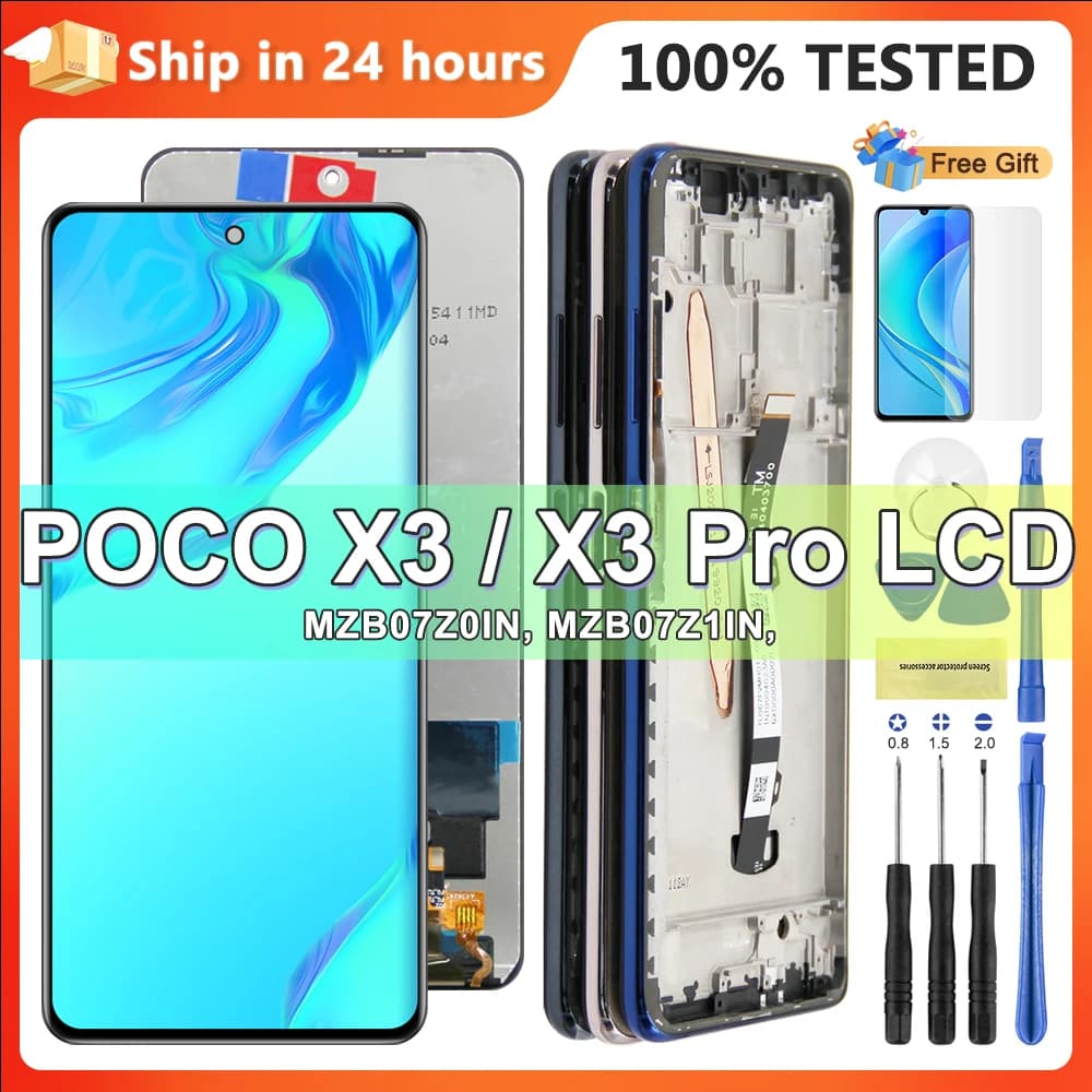6.67" Tested Poco X3 Pro Screen, for Xiaomi Poco X3 Lcd Display Digitizer Touch Screen with Frame for Poco X3 NFC Replacement