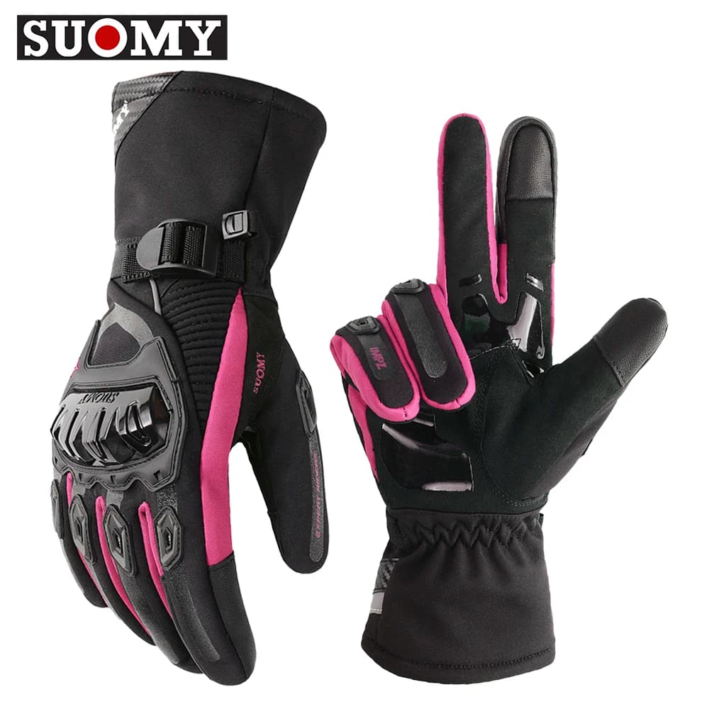 Suomy Winter Warm Motorcycle Gloves Windproof Waterproof Female Motorbike Riding Gloves Women Pink Motocross Moto Guantes