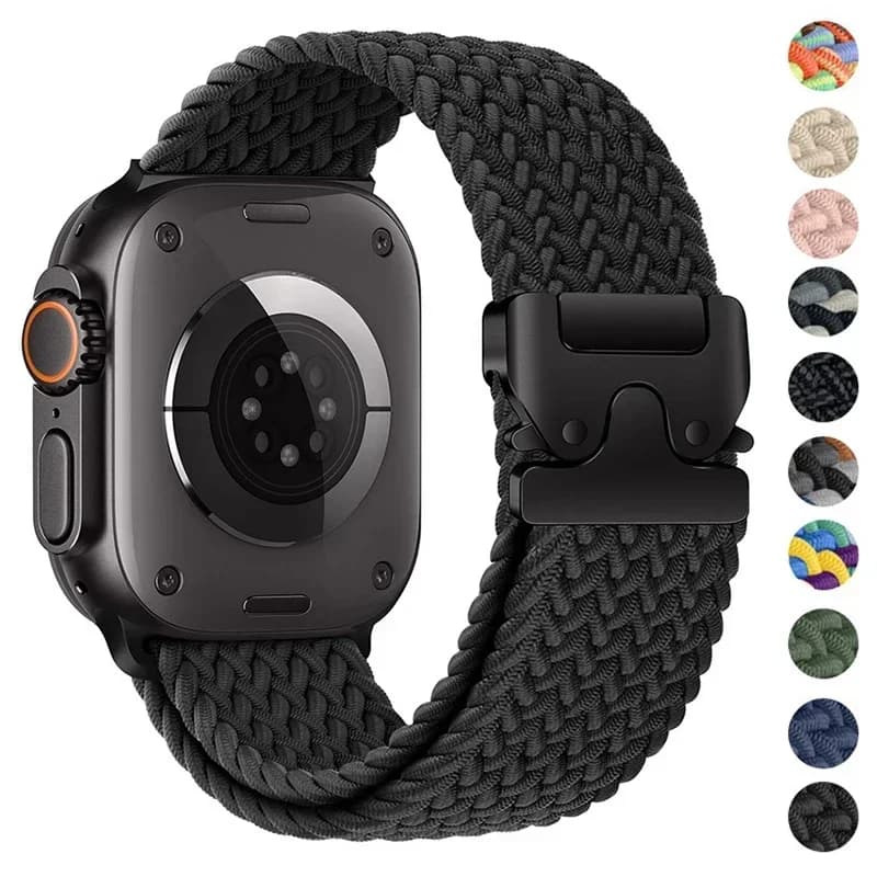 Parachute Braided Strap For Apple Watch Ultra 2 Band 49mm 46mm 45mm 42mm 44mm 40mm 41mm Nylon Bracelet iWatch 10 9 8 7 6 SE Belt
