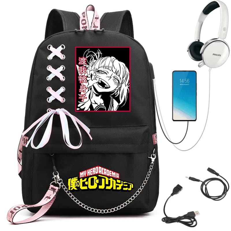 My Hero Academia cartoon backpack USB student schoolbag girls back to school gift