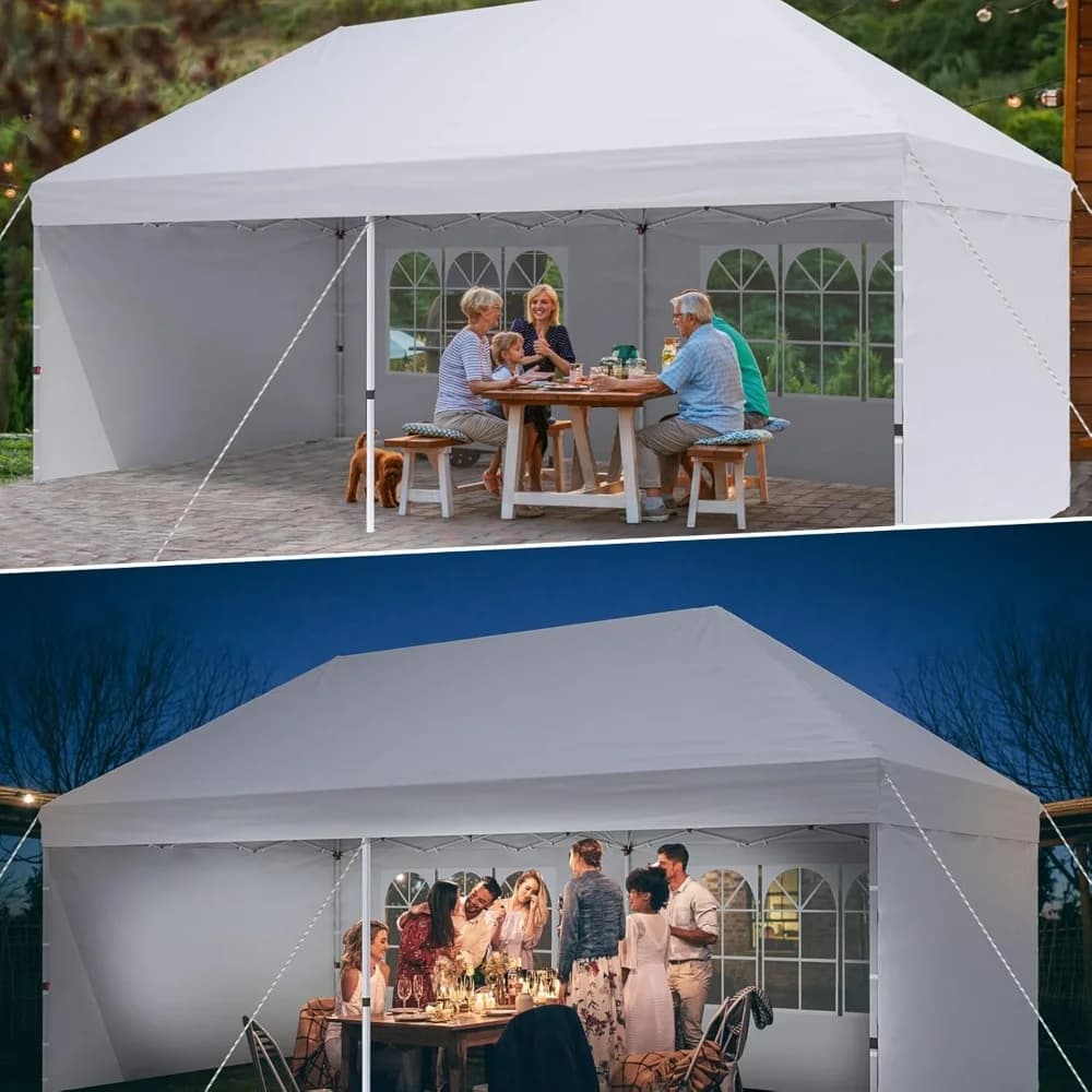 Canopy 10'X20' Pop Up Canopy Gazebo Commercial Tent with 4 Removable Sidewalls, Ropes X6 for Patio Outdoor Party Events