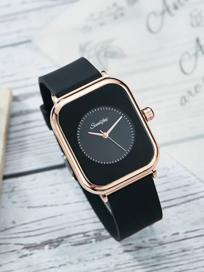 Women Watch Elegant Rectangle Band Dial Quartz Wristwatch Simple Minimalist Female Black Pink Strap Clock Fashion Silicone Reloj