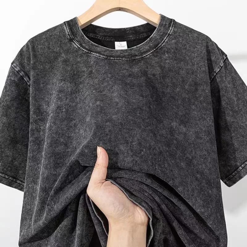 Men's Summer T-shirt 230G Heavy Cotton Vintage Washed T-Shirts Oversized Short Sleeve Loose Streetwear Short Sleeve Tops Tee