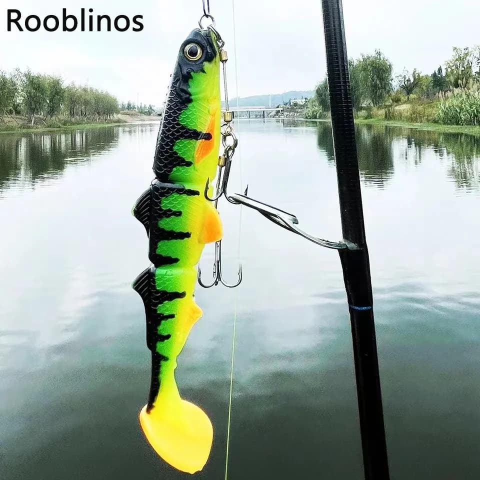 Rooblinos Pike Stinger Rig Hook Systerm with 3D Swimbait Soft Lure Fishing Bait Paddle T Tails For Zander Pike Big Game Fish