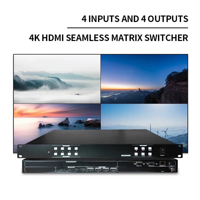 SEAMLESS MATRIX SWITCHER 4K HD 4 x4 no delays no black screen TRUE 4K input and output RS232 SOFT REMOTE KEY CONTROL