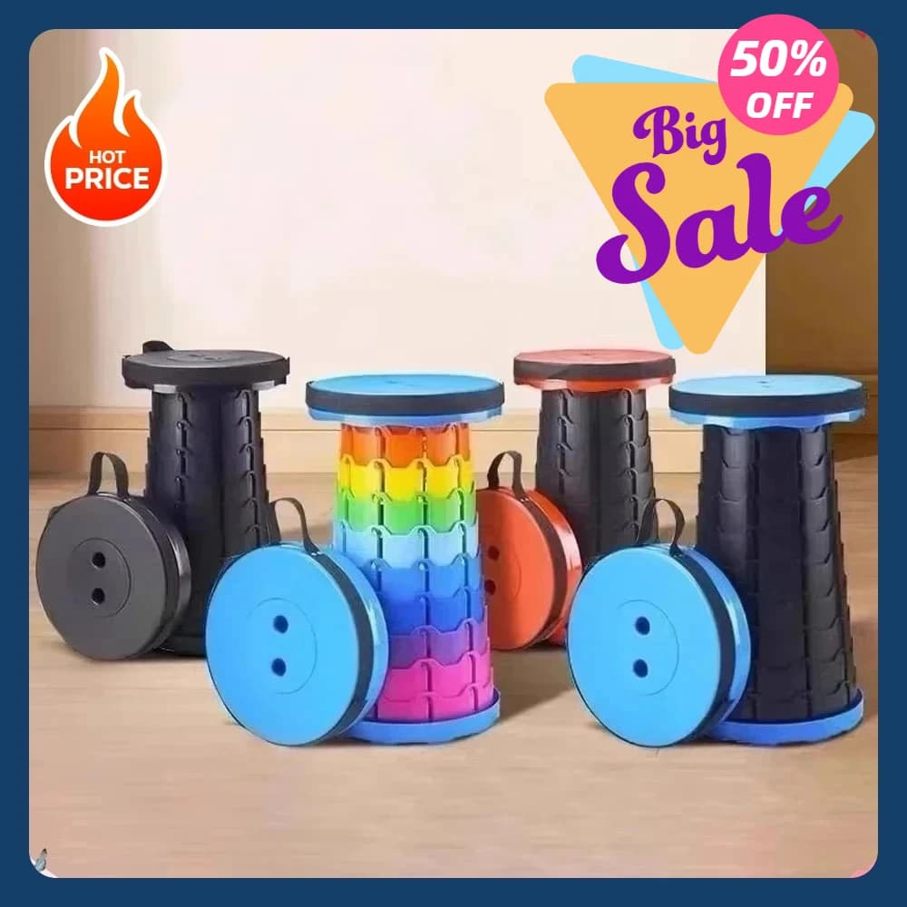 NEWA Practical Stool Perfect For Fishing, Beach, And Camping. Portable Plastic Folding Telescopic Chair With Adjustable Height.