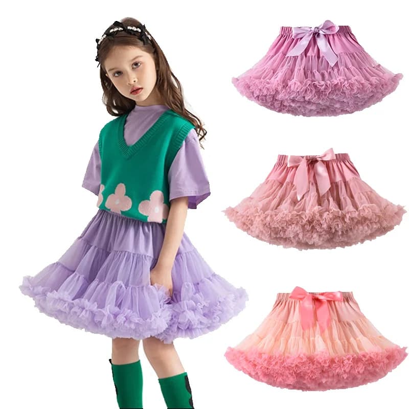 Baby Girls Tulle Tutu Skirt Ballerina Pettiskirt Fluffy Children Ballet Skirts For Party Dance Princess Girl Tulle Clothes 1-10Y
