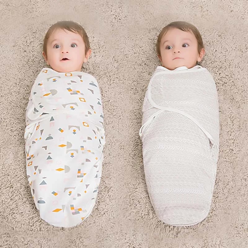 Baby Blanket Hat Set Cartoon Printed Cotton Newborn Swaddle Adjustable Infant Sleeping Swaddle Wraps All Seasons 0-6 Months