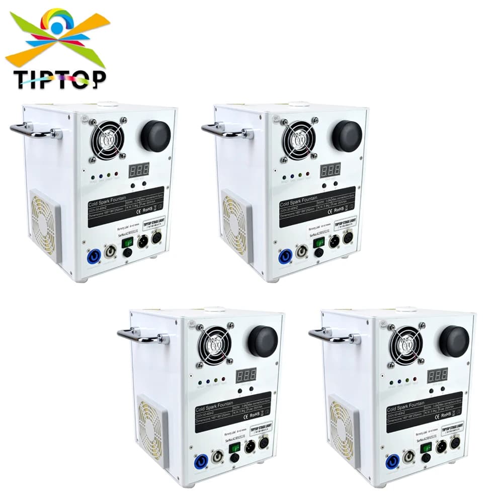 4 Units Cold Sparks Machine 650W White Shell DMX Remote Wireless Control Powder Motor Clean Function White Spray Paint TP-T650W