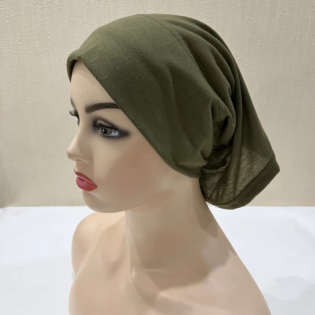 H065 plain tube hats Muslim Turban Pure Color Stretch Inner Hijabs For Caps Ready To Wear Women Head Scarf Under Hijab Bonnet
