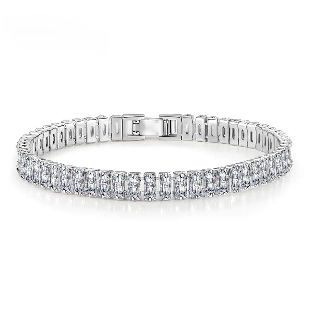 luxury designer Silver Color fine Crystal Bracelet For Women fashion Jewelry Engagement Wedding Glamour 18CM