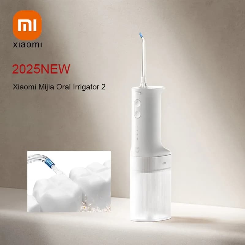 NEW XIAOMI Mijia Oral Irrigator 2, Portable Electric Water Flosser 200ml Type-C Charge 3 Modes for Teeth/Gum Cleaning 2 Nozzles