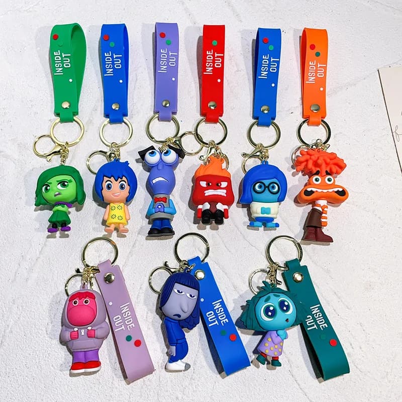 New 3d Cartoon Inside Out 2 Animated Movie Joy Sadness Anger Disgust Figures Intensa Mente Vice Versa Keychain Pendant Doll