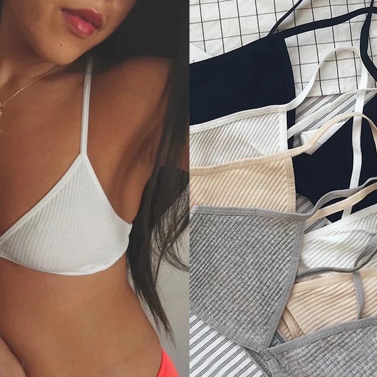 Women's Sexy Seamless Deep-V Bra Sexy Triangle Thin Bralette Back Tops Breathable Plunge Underwear Tube Vest Top Female Lingerie