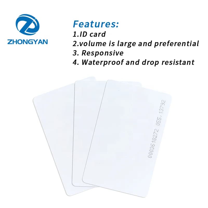 5Pcs/10Pcs Waterproof 18digits Number Inject Printing PVC Plastic Blank 125KHz TK4100 White RFID ID Card