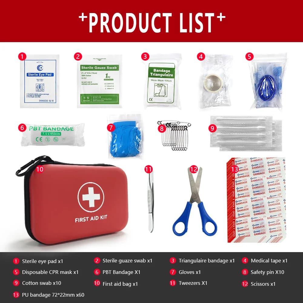 90pcs Portable Emergency Medical First Aid Bag Kit For Household Outdoor Travel Camping Equipment Medicine Survival