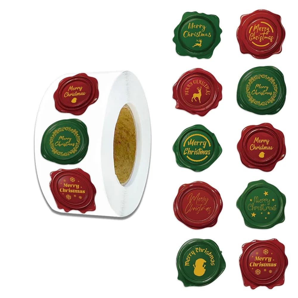 500PCS Christmas Seal Roll Stickers Exquisite Christmas Elements Envelope Label Stickers Decorative Blessing Creative Seal