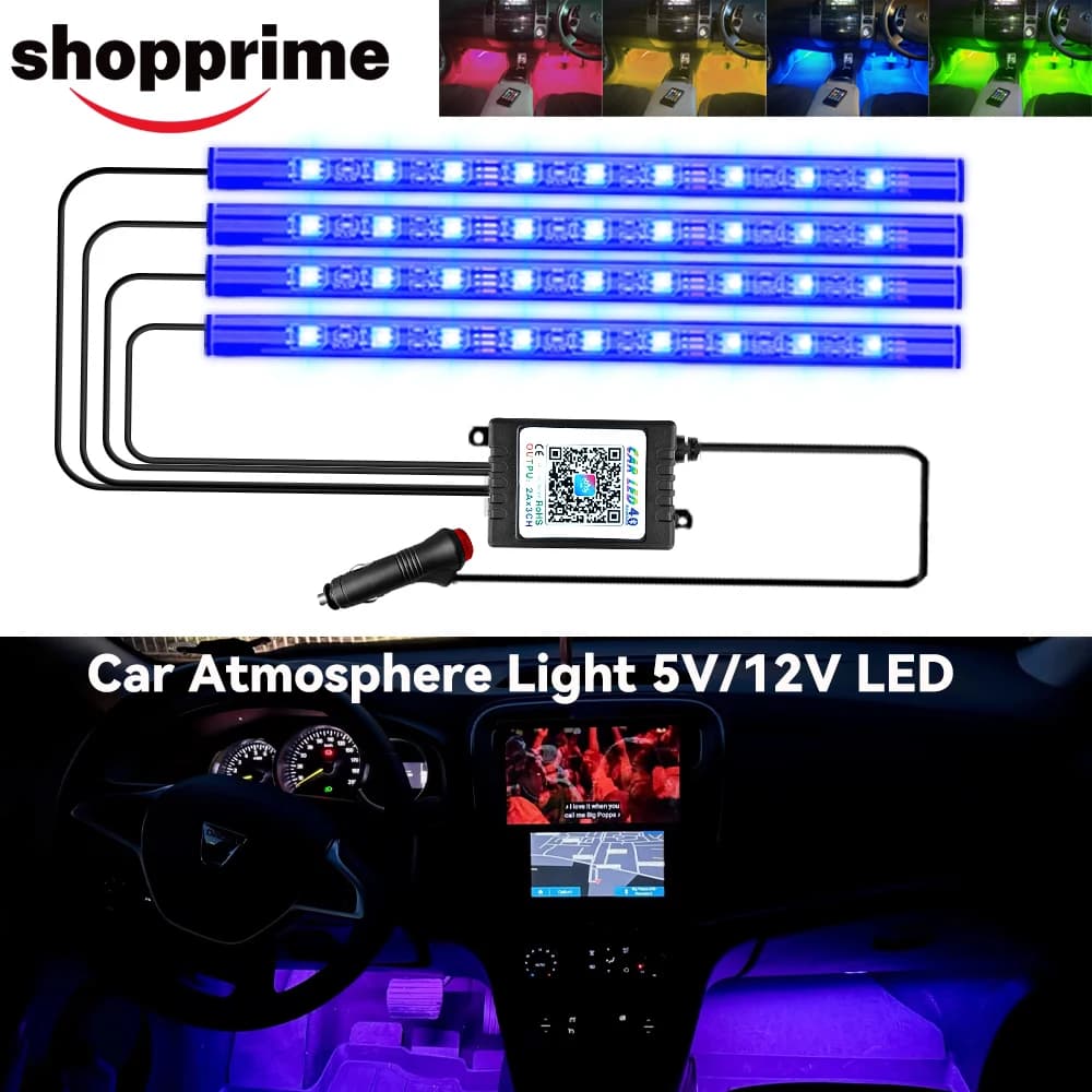 Car Interior Led Strip Lights for Auto RGB Light Kit with APP/Remote Control Environmental Lights Car Interior Decorations Light