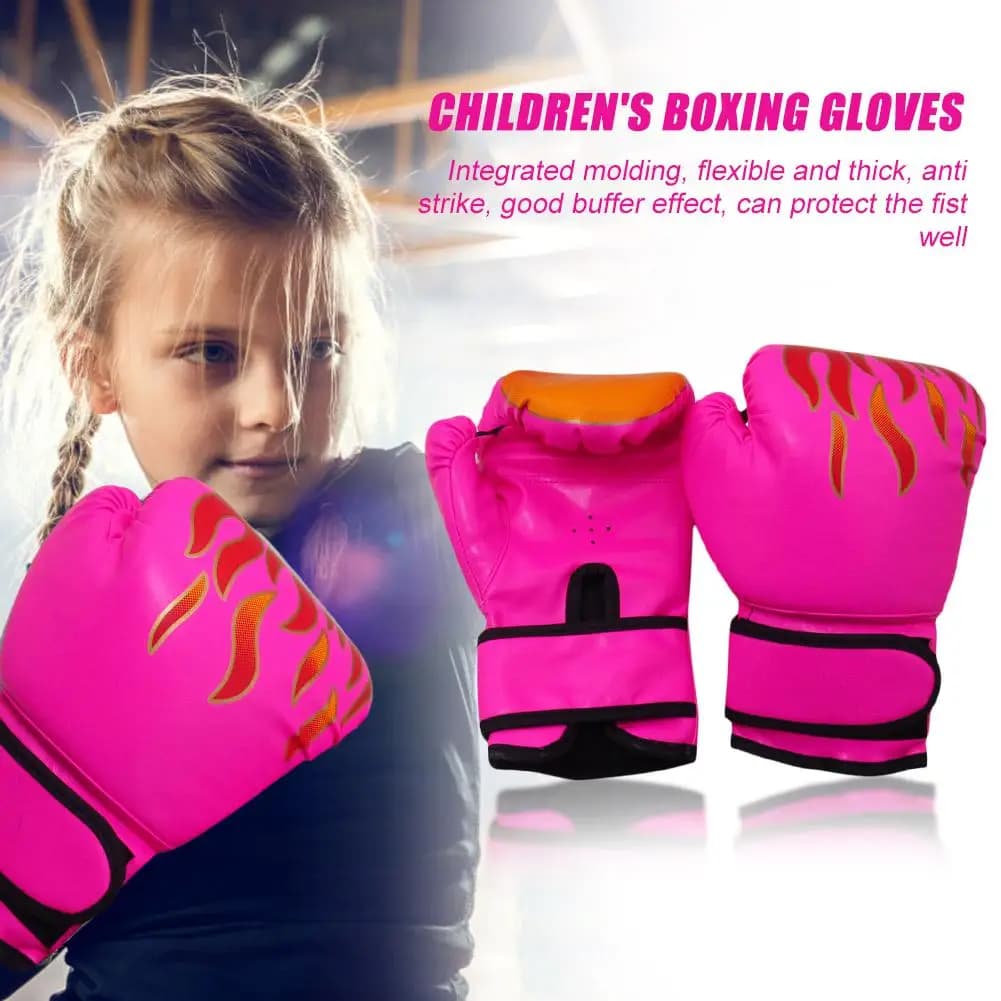 2pcs Kids Muay Thai Karate Punching Flame Gloves Boxing Training Fighting Gloves