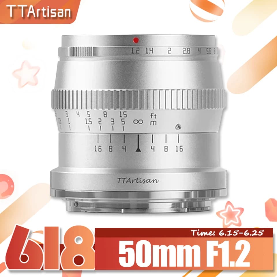 TTArtisan 50mm F1.2 MF APS-C Frame Portrait Camera Lens for Photography with Sony A6000 A6500 A7 A9 Fuji X-T4 Canon M5 Nikon Z5