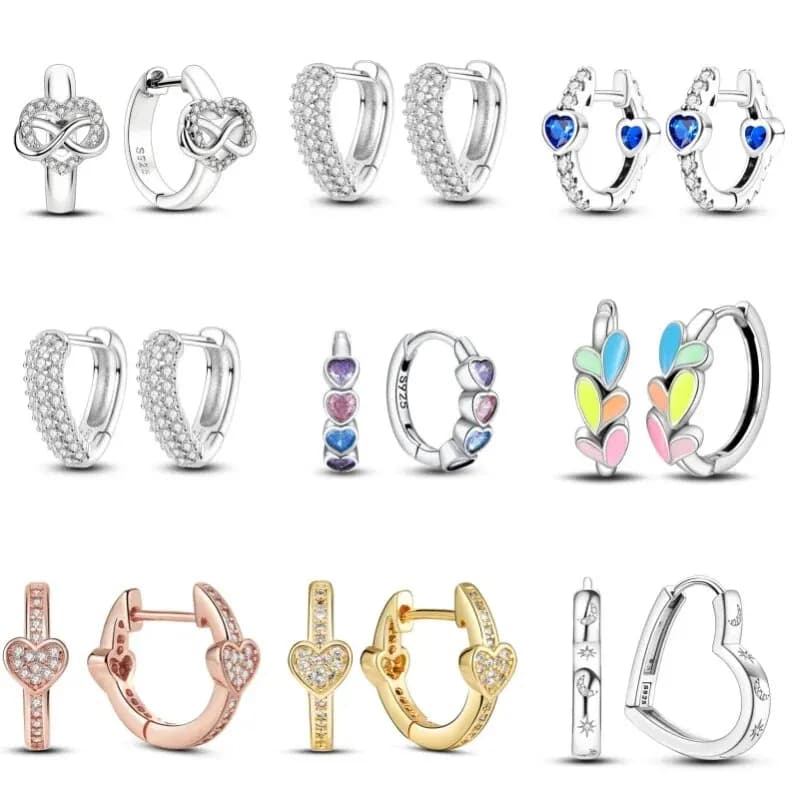 2024 NEW 925 Sterling Silver Pave U Shape Heart Star Earring Hoop Earrings for Women Jewelry Wedding Engagement Birthday Gift