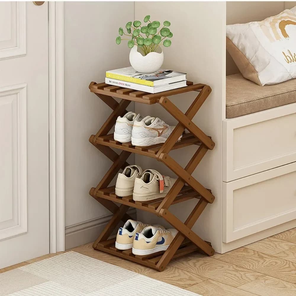 Multi Layer 5/6/7/8/9 Layer Simple Breathable Shoe Shelf Multifunctional Foldable Shoes Shelf Cabinet Simple Bamboo Saves Space