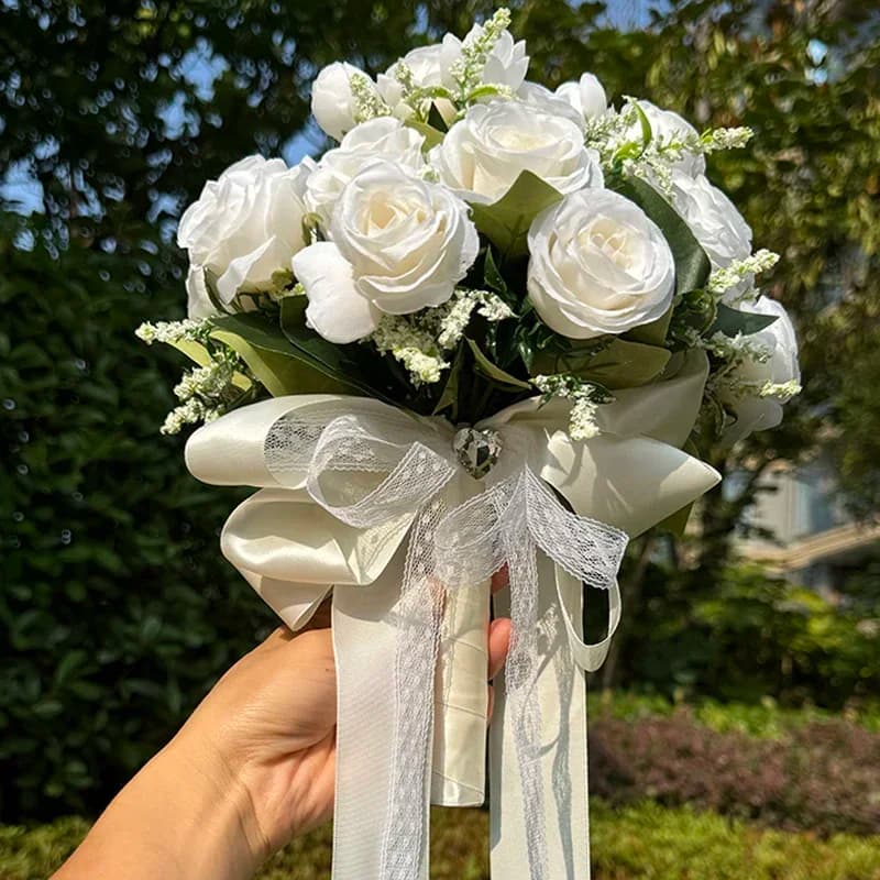 1PC Wedding Bouquet for Bride Wheat Ear and Green Leaf Wedding Bouquet Ceremony Anniversary Bridal Shower Wedding Accessories