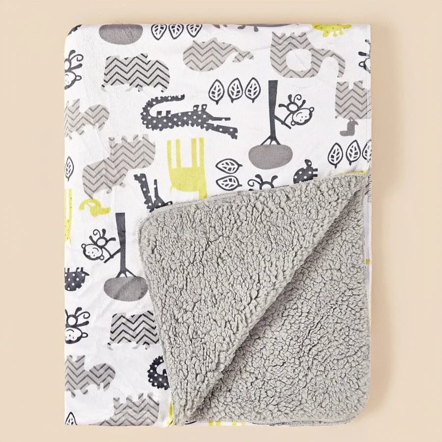 Ultra Soft Micro Plush Warm Reversible Cute Warm Baby Blanket Cute Warm Baby Blanket Fluffy Infant or Newborn Receiving Blanke