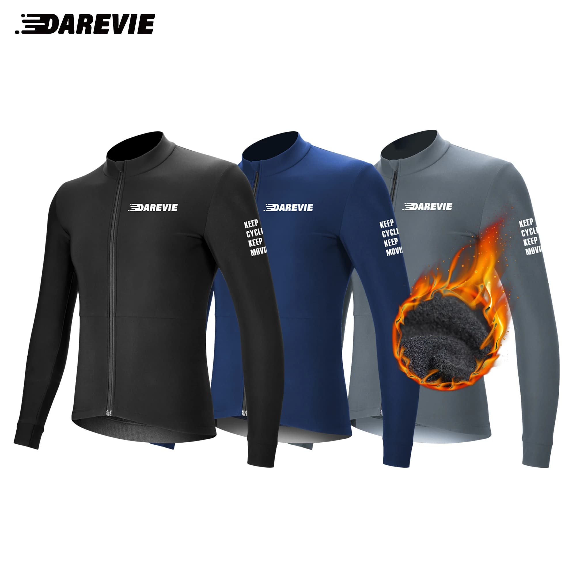 DAREVIE Cycling Jersey Winter Thermal Fleece Cycling Jersey Men Long Sleeve Hot Warm Soft Brushed Breathable Bicycle Clothing