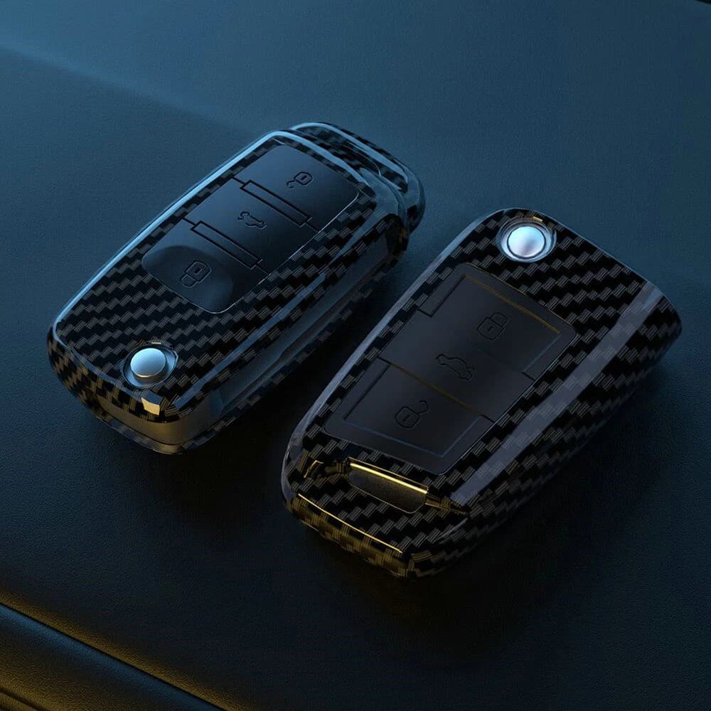ABS Carbon Fiber Car Key Case Cover For VW Volkswagen Golf 4 5 6 7 MK7 Tiguan MK2 SEAT Ateca Leon FR 2 Ibiza For Skoda Octavia