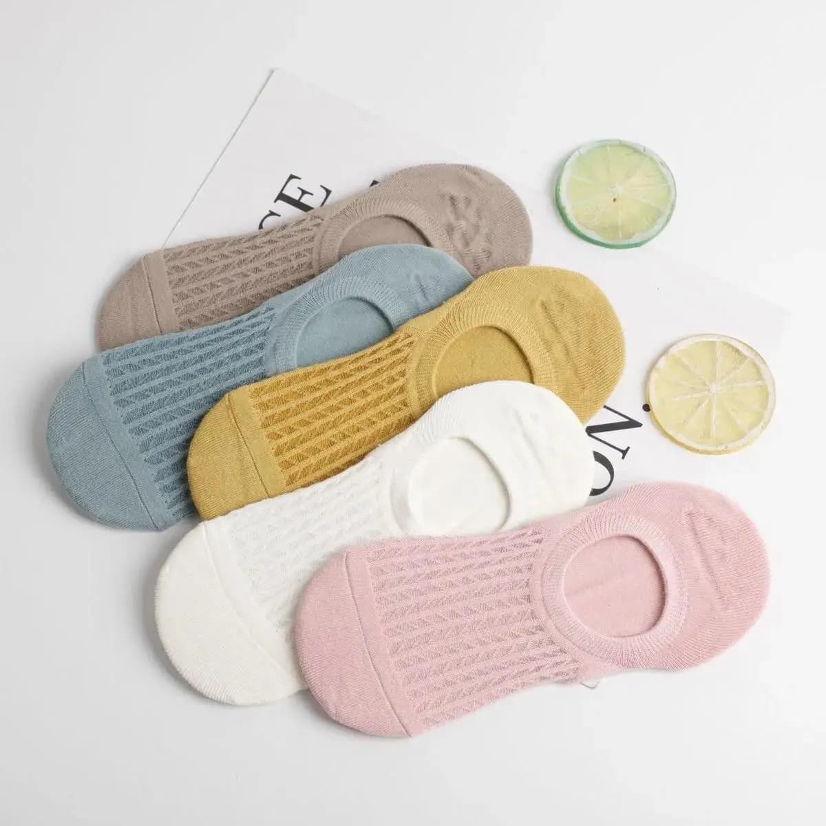 5 Pairs/Set Solid Candy Colors Invisible Silicone Non-slip Women Sock Boat Fashion Kawaii Socks For Simple Cute Girls Socks