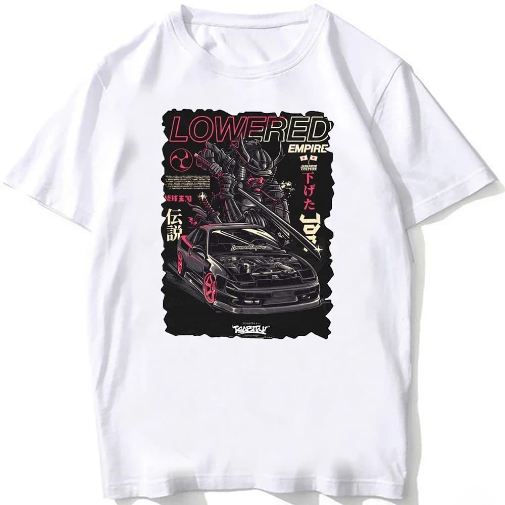 New Summer Men Short Sleeve Japan Style Retro Classic 180SX Car T-Shirt Harajuku White Casual Boy Tees Hip Hop Man Tops