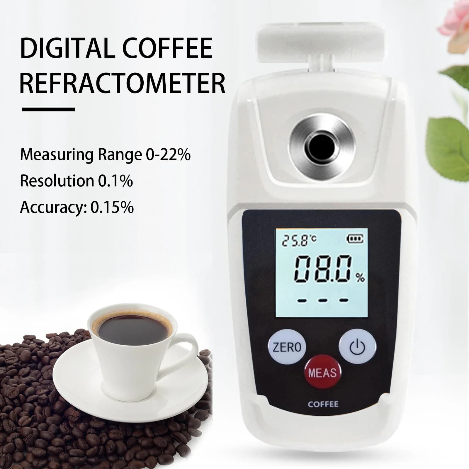 0-22%(0.15%)Digital Coffee TDS Refractometer Pocket Coffee TDS Tester Concentration Refractometer Densitometer Measuring Tool