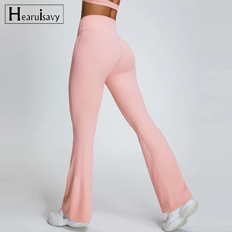 Hearuisavy Sports Flared Leggings Women Breathable Latin Dance Pants Women Fitness Bell-Bottoms Casual Tummy Tuck Pants