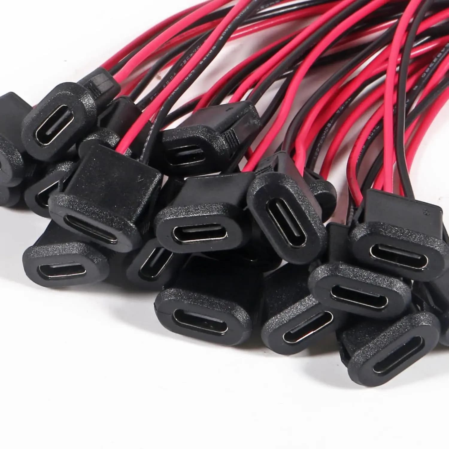 10pcs Type-C Female Chassis 2 Pin Type-C Female Socket Connector Waterproof Jack Female Charging Port with Card Buckle