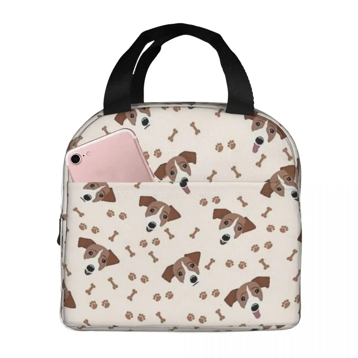Jack Russell Terrier Dog With Bones Insulated Lunch Bags Picnic Bags Thermal Cooler Lunch Box Lunch Tote for Woman Work Children