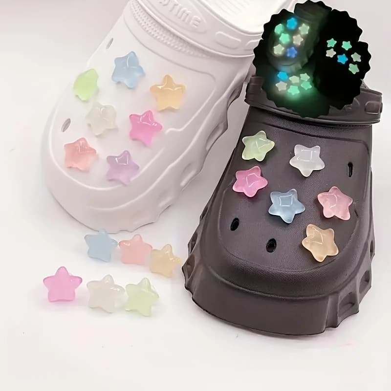 7/14pcs Glow-in-the-Dark Star Shoe Charms Easy Install Fun DIY hole shoes Buckles for Hole shoes