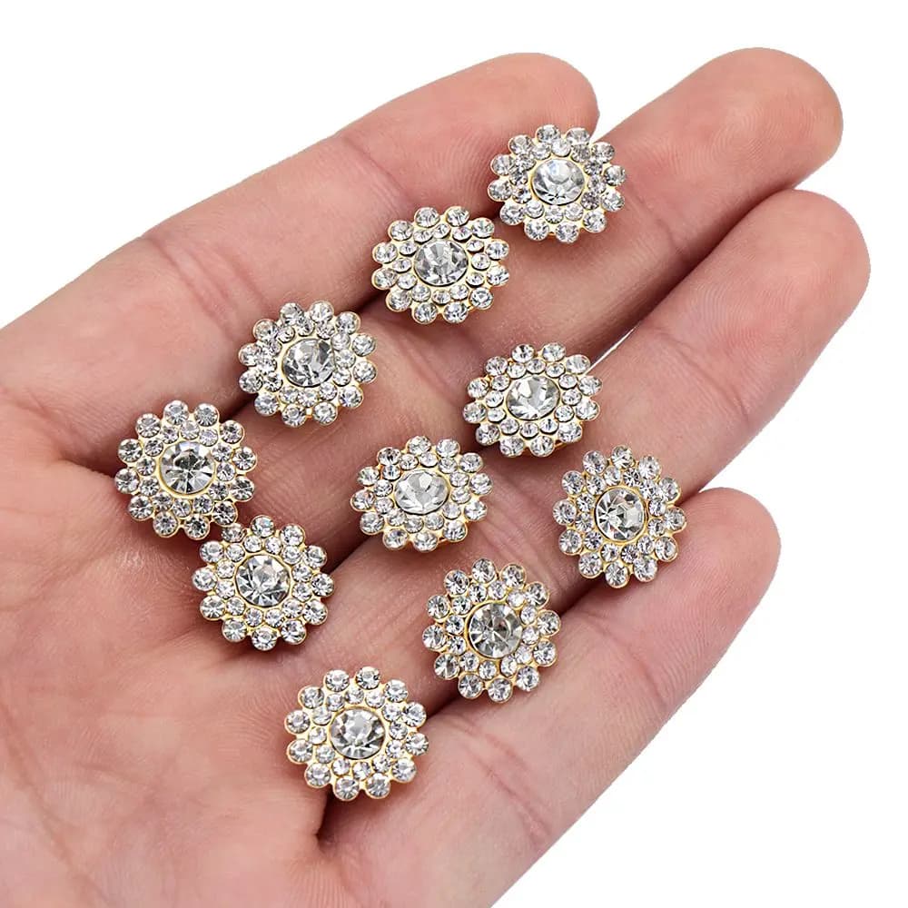 Apparel Sewing Flower-shaped Steel Bottom Hat Accessories Rhinestone Buttons Clothes Decoration Crystal Glass Stone
